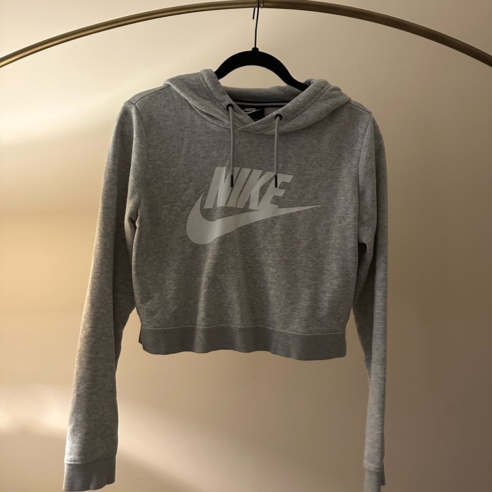Nike Gray Cropped Hoodie Sweatshirt